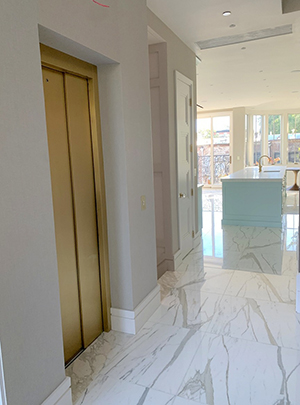 Residential Elevator with Brass doors